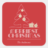 Frohe Weihnachtsbaume Roter Feiertag Quadratischer Aufkleber (Vorderseite)
