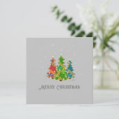 Frohe Weihnachtsbäume Schneeflocken Modernes Grau (Stehend Vorderseite)