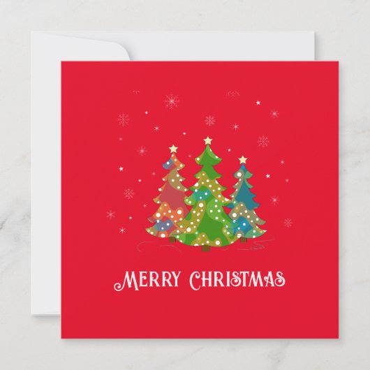 Frohe Weihnachtsbäume Schneeflocken Modernes Rotes (Vorderseite)