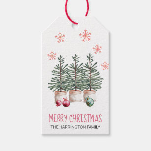 Frohe Weihnachtsbäume Schneeflocken Personalisiert Geschenkanhänger
