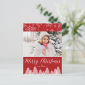 Frohe Weihnachtsbäume Schneeflocken Winter Wunderl Feiertagspostkarte (Stehend Vorderseite)