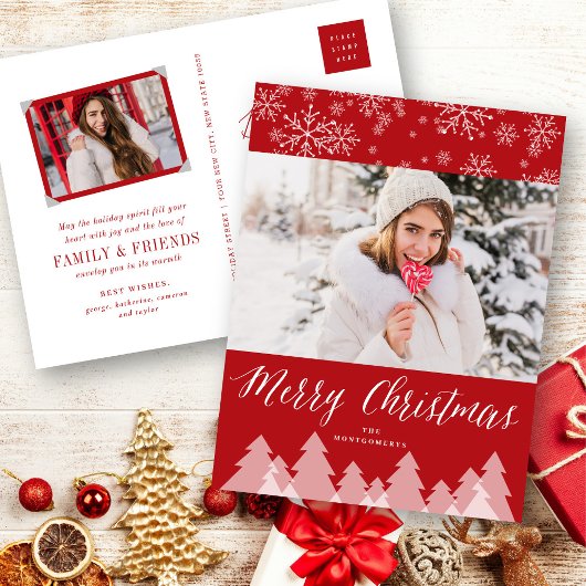 Frohe Weihnachtsbäume Schneeflocken Winter Wunderl Feiertagspostkarte