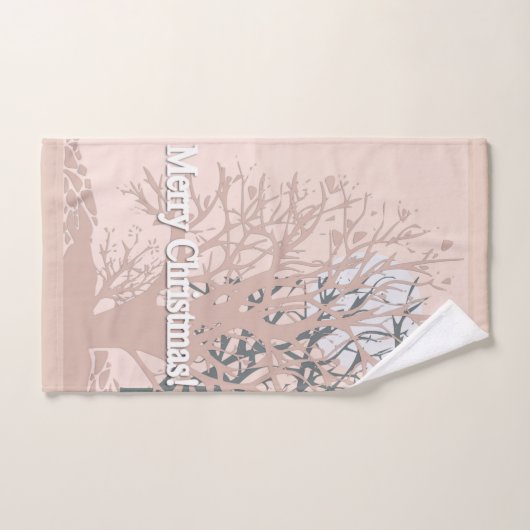 Frohe Weihnachtsbäume Silhouette in Rosa bei Badhandtuch Set (Handtuch)