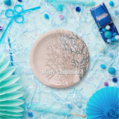 Frohe Weihnachtsbäume Silhouette in Rosa bei Pappteller (Party)