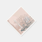 Frohe Weihnachtsbäume Silhouette in Rosa bei Serviette (Ecke)