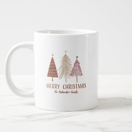Frohe Weihnachtsbäume Snow Holiday Elegante Custom Jumbo-Tasse (Links)
