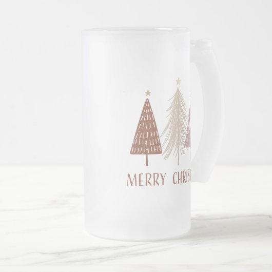 Frohe Weihnachtsbäume Snow Holiday Elegante Festiv Mattglas Bierglas (VorderseiteRechts)