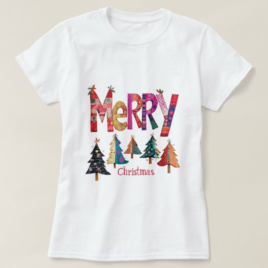 Frohe Weihnachtsbäume T-Shirt (Design vorne)
