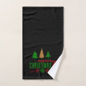 Frohe Weihnachtsbäume Text auf Schwarz Badhandtuch Set (Handtuch)