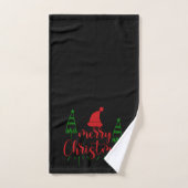 Frohe Weihnachtsbäume Text auf Schwarz Badhandtuch Set (Handtuch)
