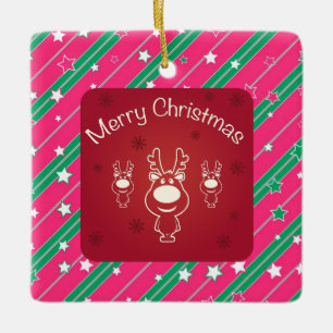 Frohe Weihnachtsbaume und Abstraktes Muster Keramikornament