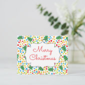 Frohe Weihnachtsbäume und Lichter Retro-Urlaub Postkarte (Stehend Vorderseite)