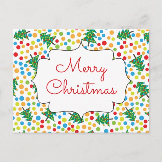 Frohe Weihnachtsbäume und Lichter Retro-Urlaub Postkarte (Vorderseite)