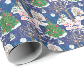 Frohe Weihnachtsbäume und Mond Geschenkpapier (Rolleneckpunkt)
