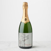 Frohe Weihnachtsbäume und Rote Kardinal Vögel Schaumweinetikett (Vorderseite)