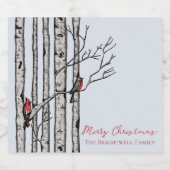 Frohe Weihnachtsbäume und Rote Kardinal Vögel Schaumweinetikett (Einzelnes Label)