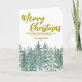 Frohe Weihnachtsbäume Wald Elche Skript Feiertag Karte (Vorderseite)