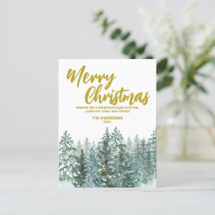 Frohe Weihnachtsbäume Wald Moderne Gold Skript Url Feiertagspostkarte
