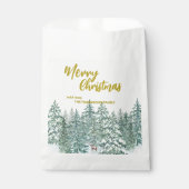 Frohe Weihnachtsbäume Wald Moderne Gold Skript Url Geschenktütchen (Vorderseite)