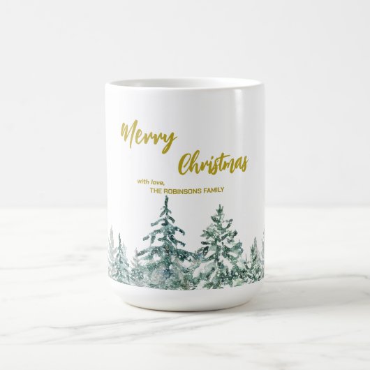 Frohe Weihnachtsbäume Wald Moderne Gold Skript Url Kaffeetasse (Mittel)