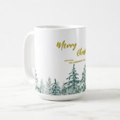 Frohe Weihnachtsbäume Wald Moderne Gold Skript Url Kaffeetasse (Vorderseite Links)