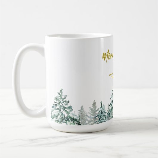 Frohe Weihnachtsbäume Wald Moderne Gold Skript Url Kaffeetasse (Links)