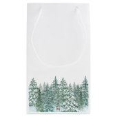 Frohe Weihnachtsbäume Wald Moderne Gold Skript Url Kleine Geschenktüte (Rückseite)
