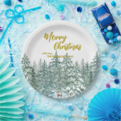 Frohe Weihnachtsbäume Wald Moderne Gold Skript Url Pappteller (Party)