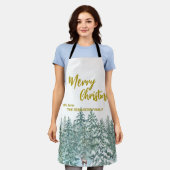 Frohe Weihnachtsbäume Wald Moderne Gold Skript Url Schürze (Getragen)