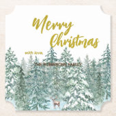 Frohe Weihnachtsbäume Wald Moderne Gold Skript Url Untersetzer (Vorderseite)