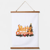 Frohe Weihnachtsbaume Wandteppich Mit Holzrahmen (Vorderseite)