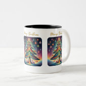 Frohe Weihnachtsbaume Zweifarbige Tasse (VorderseiteRechts)