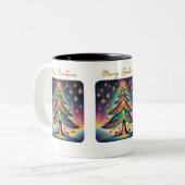 Frohe Weihnachtsbaume Zweifarbige Tasse (Vorderseite Links)