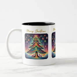 Frohe Weihnachtsbaume Zweifarbige Tasse