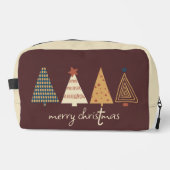 Frohe Weihnachtsbaumen Brown Waschbeutel (Vorderseite)