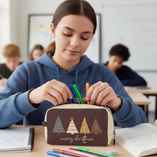 Frohe Weihnachtsbaumen Brown Waschbeutel