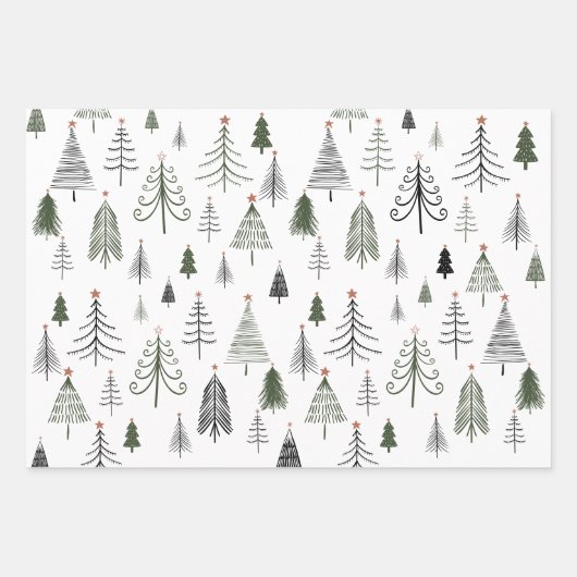 Frohe Weihnachtsbaumen Geschenkpapier Set (Vorderseite 3)