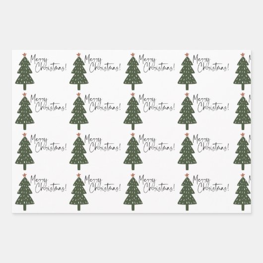 Frohe Weihnachtsbaumen Geschenkpapier Set (Vorderseite 2)
