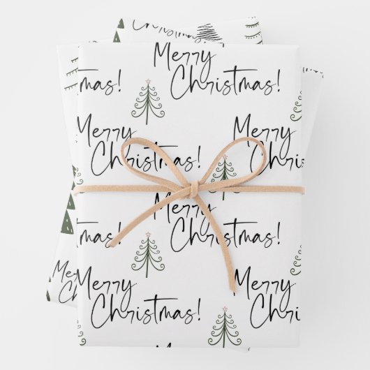 Frohe Weihnachtsbaumen Geschenkpapier Set (Beispiel)