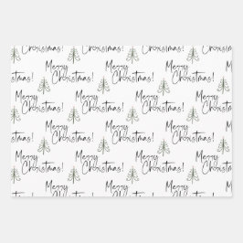 Frohe Weihnachtsbaumen Geschenkpapier Set
