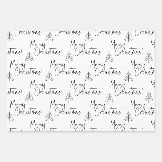 Frohe Weihnachtsbaumen Geschenkpapier Set (Vorderseite)