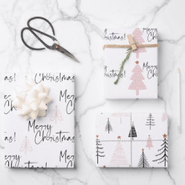 Frohe Weihnachtsbaumen Geschenkpapier Set