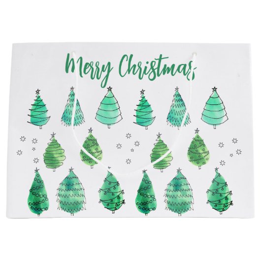 Frohe Weihnachtsbaumen Grün Große Geschenktüte (Vorderseite)