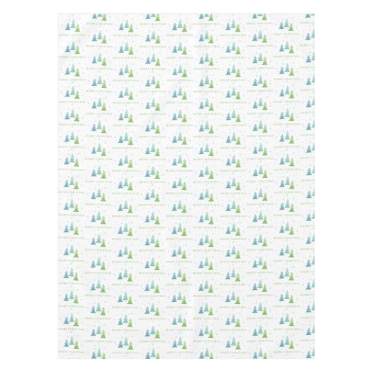Frohe Weihnachtsbaumen Grün und Aquamariner Urlaub Tischdecke (Vorderseite)