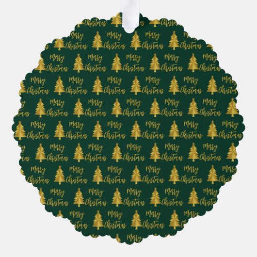 Frohe Weihnachtsbaumen grünes Gold-Script aus Name Ornament Karte (Rückseite)