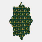 Frohe Weihnachtsbaumen grünes Gold-Script aus Name Ornament Karte (Rechts)
