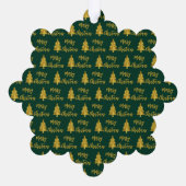 Frohe Weihnachtsbaumen grünes Gold-Script aus Name Ornament Karte (Rückseite)