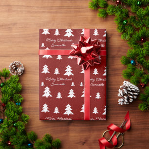 Frohe Weihnachtsbaumen Individuelle Name Wrapping Geschenkpapier