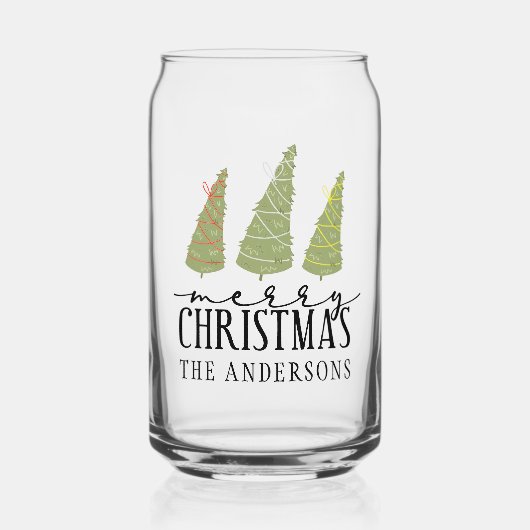 Frohe Weihnachtsbaumen Moderne Skriptferien Dosenglas (Vorderseite)