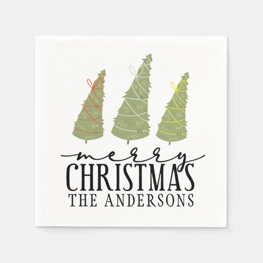 Frohe Weihnachtsbaumen Moderne Skriptferien Serviette (Vorderseite)